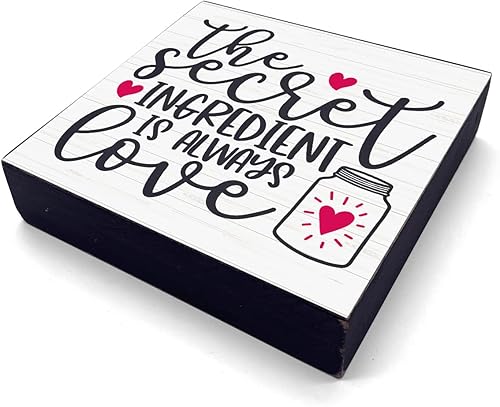 Miniatura 2 de Divertida decoración de cocina decoración de escritorio letrero inspirador de amor corazón rústico bloque de madera negra letrero para el hogar