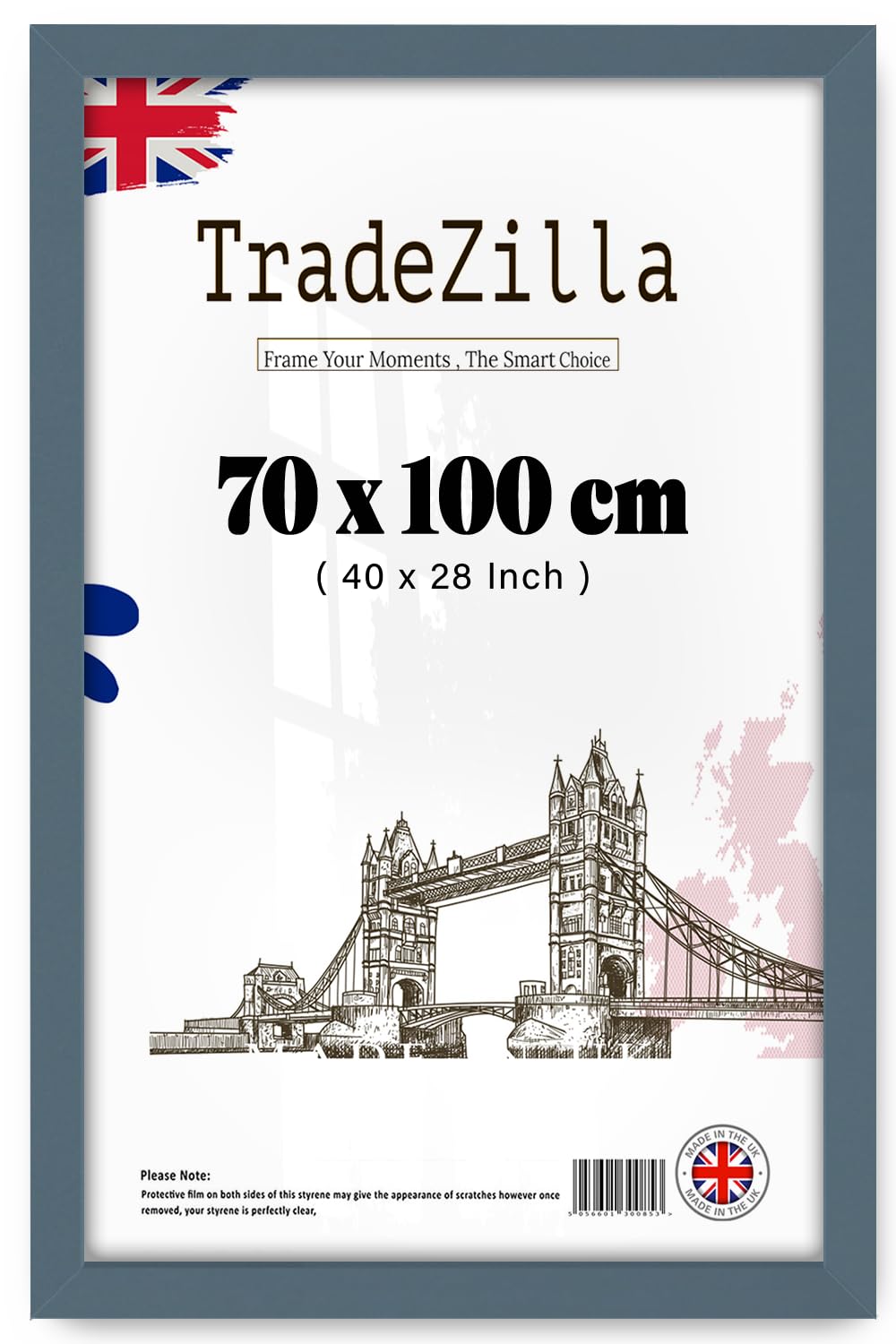 TradeZilla | MDF Wood Picture Frame (70 x 100 CM) Wall Gallery Art Frame for Home & Office, Premium MDF Wood, Hanging Hooks for Vertical & Horizontal Display [ Dark Grey ] — image 1