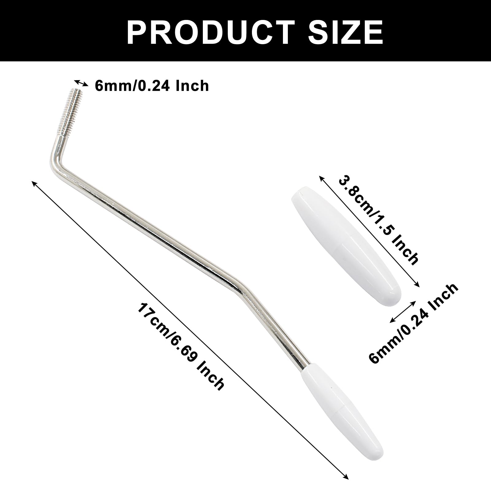 Murtenze 6MM Tremolo Arm Electric Guitar Tremolo, Whammy Bar with Tip Thread Metal Single Tremolo Arm for Squier Stratocaster Electric Guitar Tremolo System (Silver)