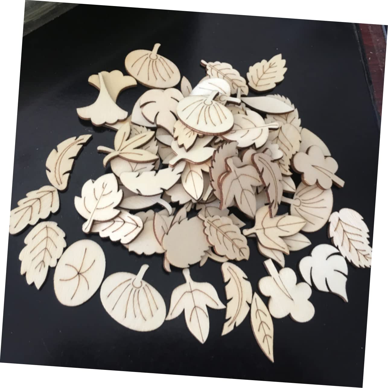DOITOOL 3 Series Rodajas De Madera En Forma De Hoja Largo Suministros Fiesta Decoración Rústica Para Decoración Del Hogar Materiales Rebanadas Artesanía Elaboración Bambú 150 Piezas X 3