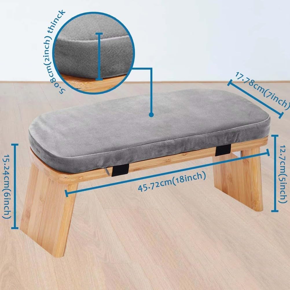 Meditation Bench with Removable Cushion, Low Kneeling Stool for Yoga, and Floor Seating