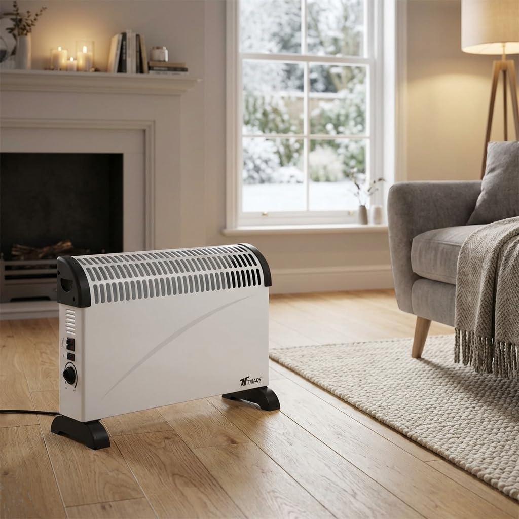 Suinga Convettore Elettrico con Termostato Regolabile e Turbo Ventilatore 750-1250-2000W | Radiatore Elettrico Basso Consumo | Riscaldatore Elettrico Hugar