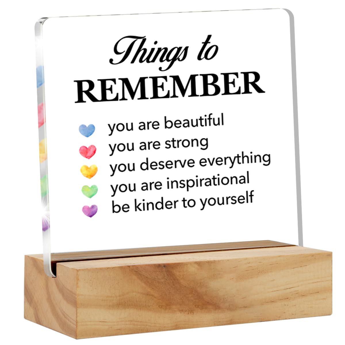 Inspirational Gifts for Women Men, Motivational Gifts Positive Affirmations Clear Desk Sign Things to Remember Acrylic Sign Presents