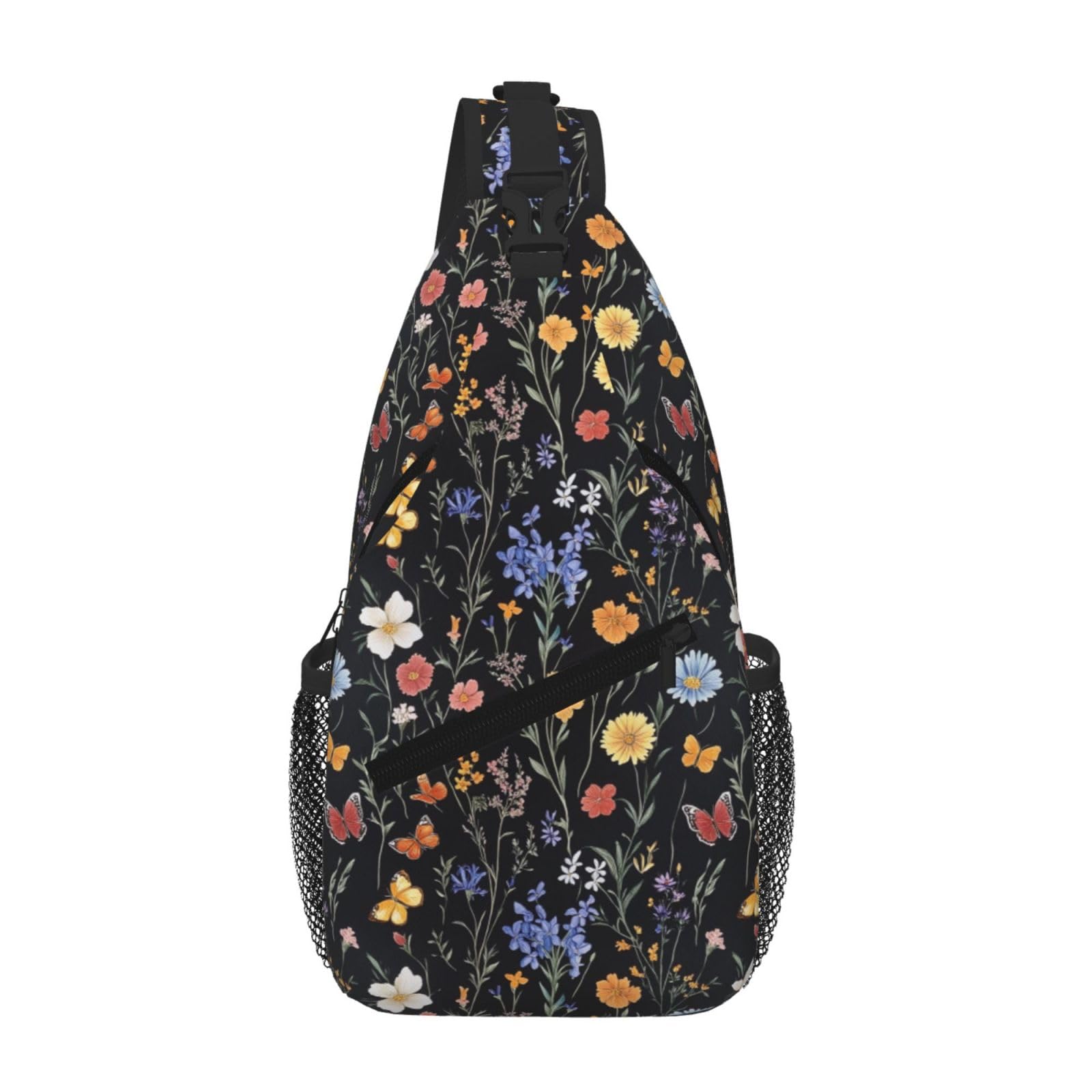 SUPLUCHOM Sling Bag Vintage Botanical Flower Wildflower Hiking Daypack Crossbody Shoulder Backpack Travel Chest Pack for Men Women