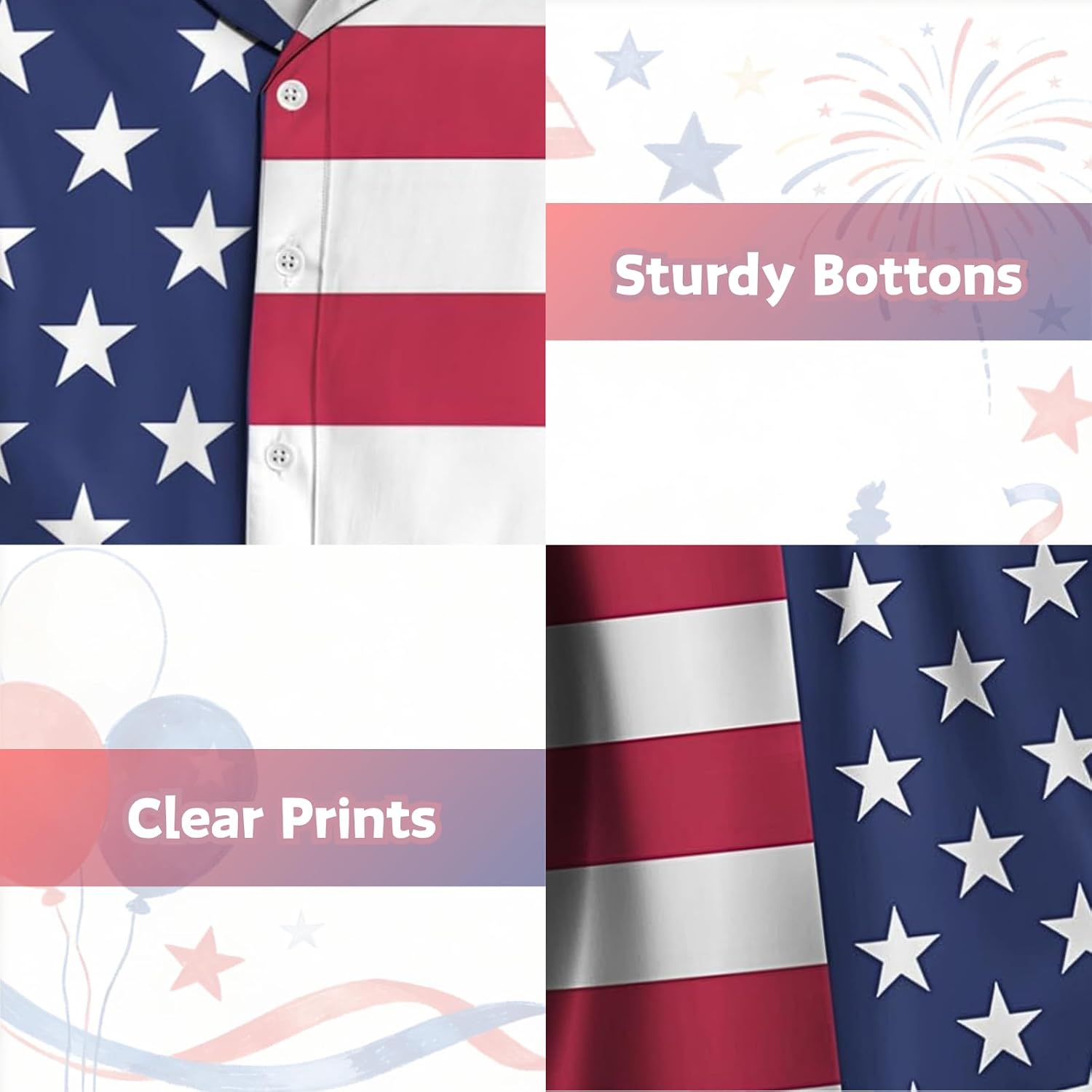 Hawaiian Shirt for Men, 4th of July Short Sleeve Button Down Shirts American Flag Print Summer Beach Causal Tops