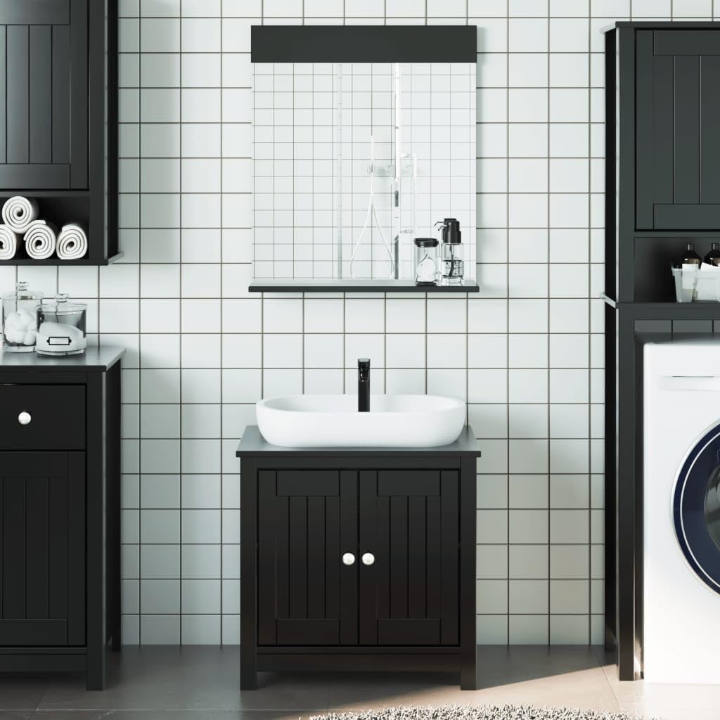 Elegante Mueble de Baño con Espejo y Amplio Almacenaje en Madera de Pino Maciza para un Espacio Ordenado y Resistente al Agua