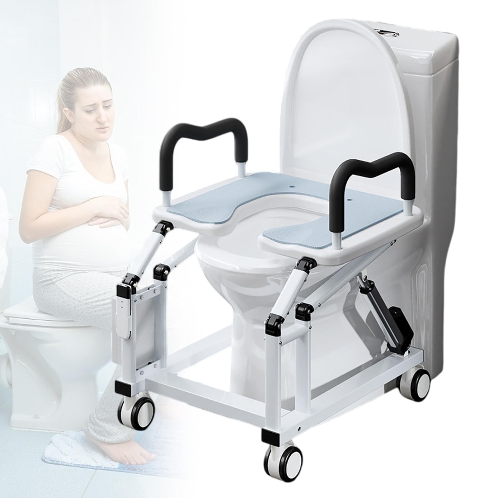 Sollevatore Inclinato Elettrico per Water in Bagno, Sollevamento di 29°, con Telecomando, Ruote con Freno Silenziose, Rimani Indipendente e Riduci Le Cadute, per Anziani, Disabili