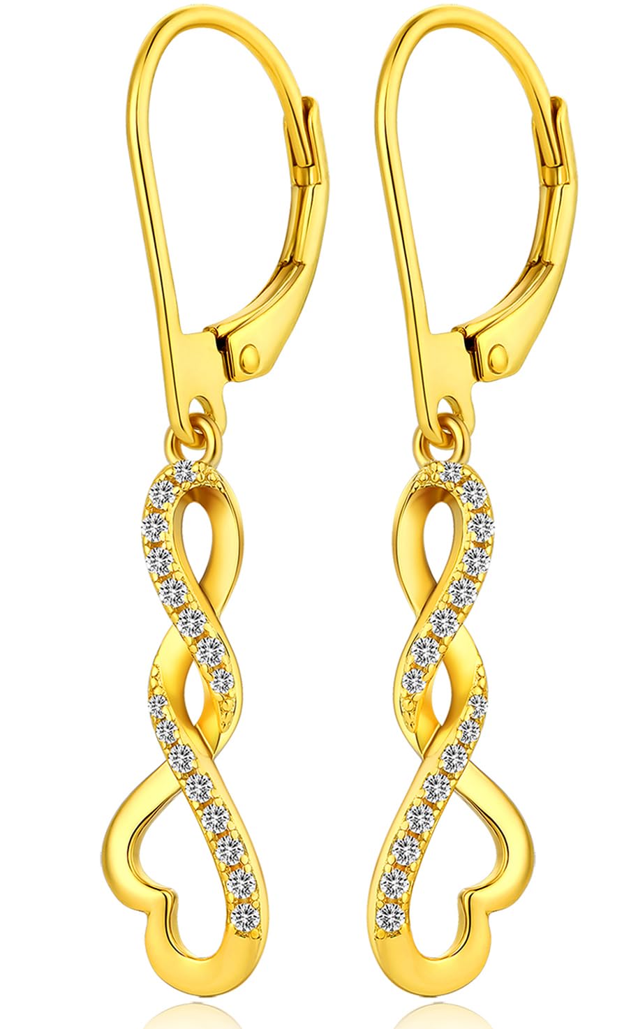 Jiamiaoi 18K Weißgold Plattiert Brillant Ohrringe - Silber 925 Hängend Sterling Unendlichkeit Infinity Lang Damen Diamant