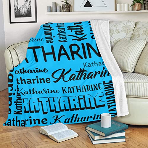 Personalized Blanket for Kids Adults Personalized Name Blanket Custom Blanket with Name Personalized Gifts for Christmas Birthday Valentines Day Mothers Fathers Day (Blue&Black, 40"x50")
