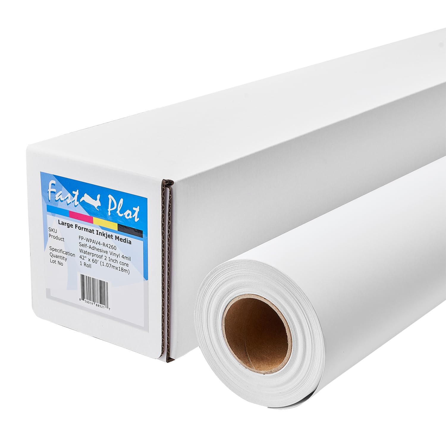 FastPlot Self Adhesive Vinyl - Waterproof 4mil - 42inch x 60ft Roll - 2inch core