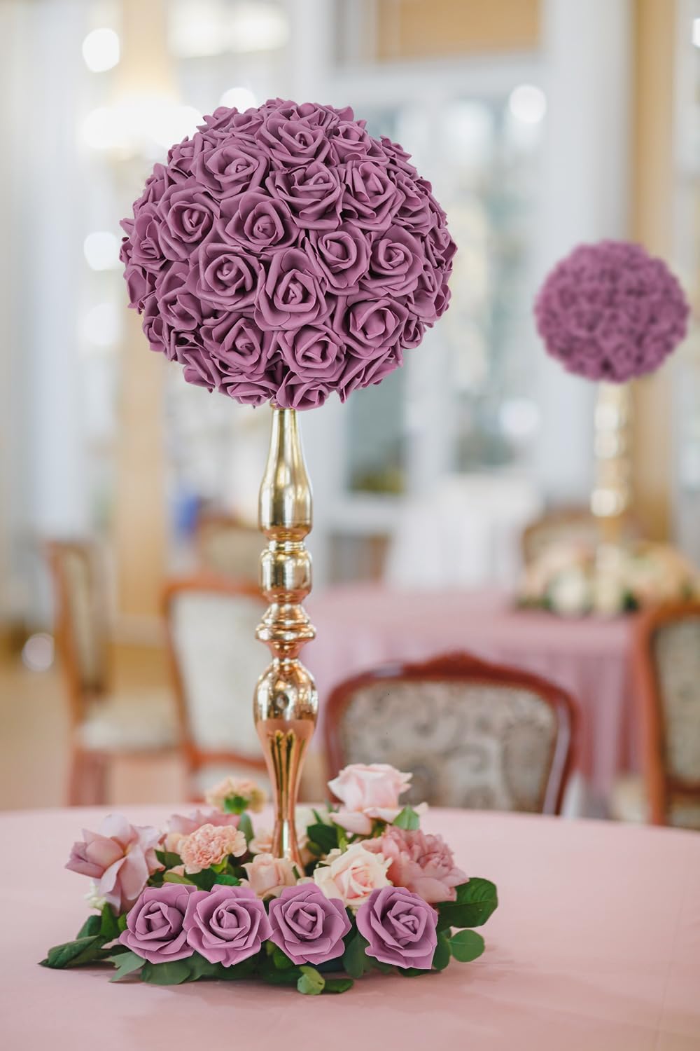 IPOPU Artificial Rose Flower Heads, 100pcs Dusty Rose Foam Fake Roses Bulk 3inch Stemless Faux Flowers for DIY Wedding Baby Shower Centerpieces Arrangements Party Tables Home Decor (Dusty Rose) - Image 5
