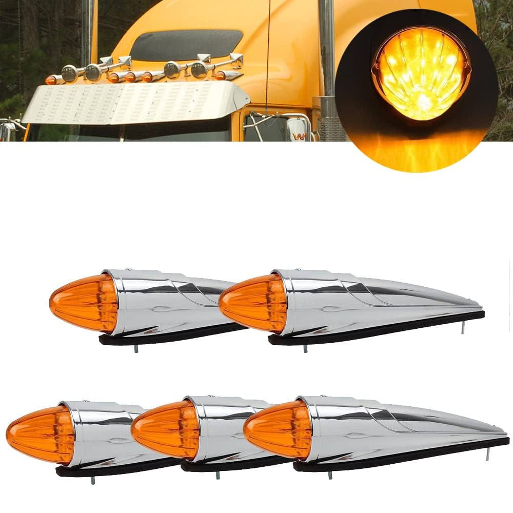 KYYET 5PCS Truck Torpedo Cab Marker Light 17 LED Amber Top