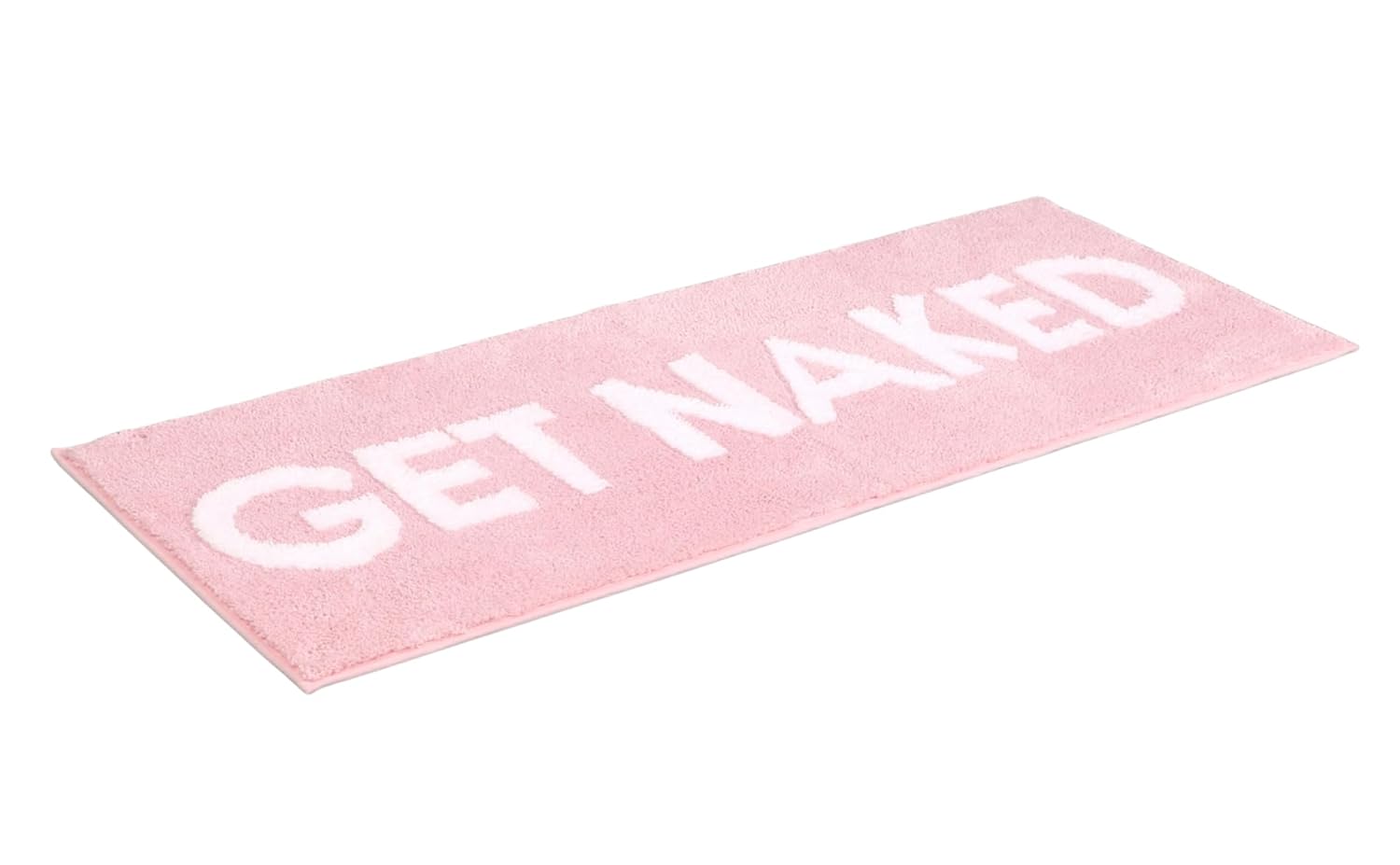 LABEND HOME Get Naked Bath Mat Runner Funny Pink Bathroom Runner Rug Cute Long Microfiber Bath Mat Non-Slip