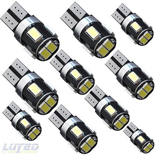 LUYED 10 X 240 Lumens Super Bright 5630 6-EX Chipsets Canbus W5W 194 168 2825 Led Bulbs,Xenon White