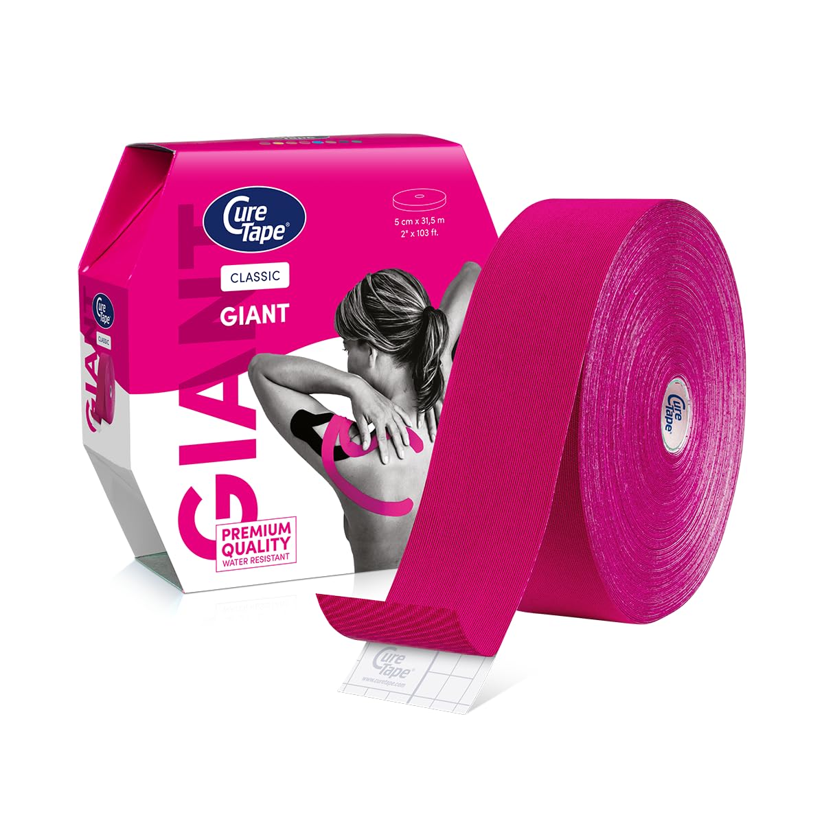 CureTape® Kinesiologie Tape (5 cm x 31,5 m) | Wasserfest und latexfreies Kinesiotapes | Kinesiotape mit TÜV-Zertifikat | Sporttape für den Profi | Physio Tape für Verletzungen & Beschwerden | Rosa