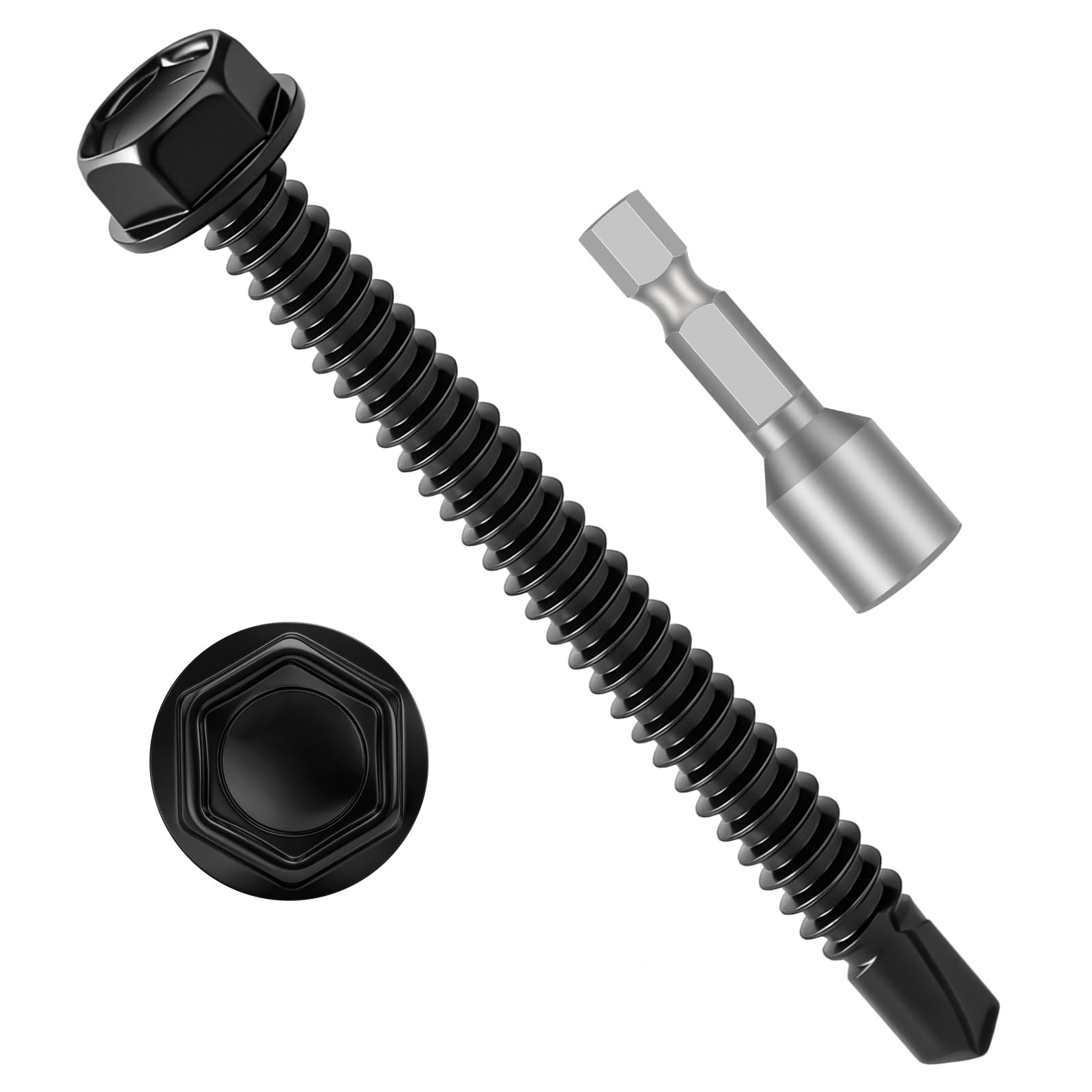 White Self-Tapping Screws - 100 Pack #8 -13