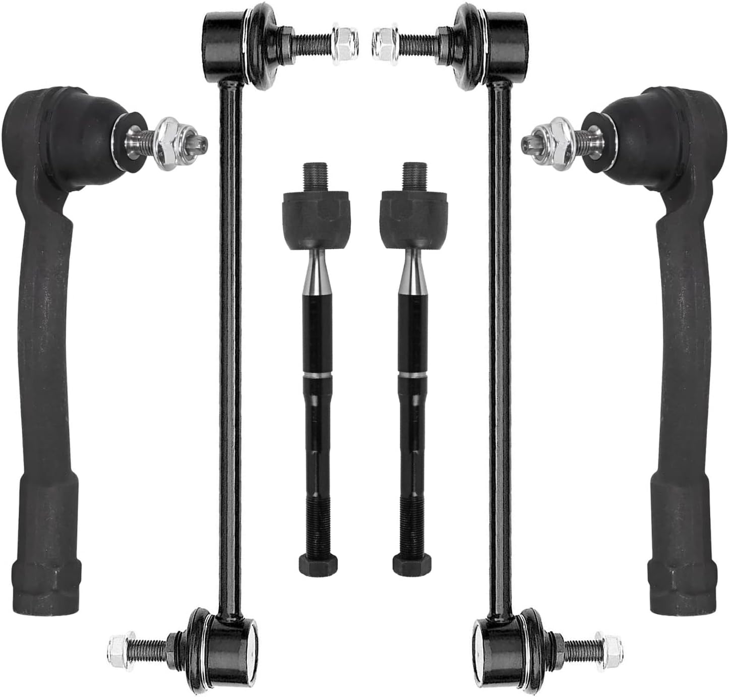 Detroit Axle - FWD 6pc Front Tie Rods Sway Bars for 16-18 Kia Sorento 4 Inner and Outer Tie Rod End Links 2 Sway Bar End Links 2016 2017 2018 Replacement