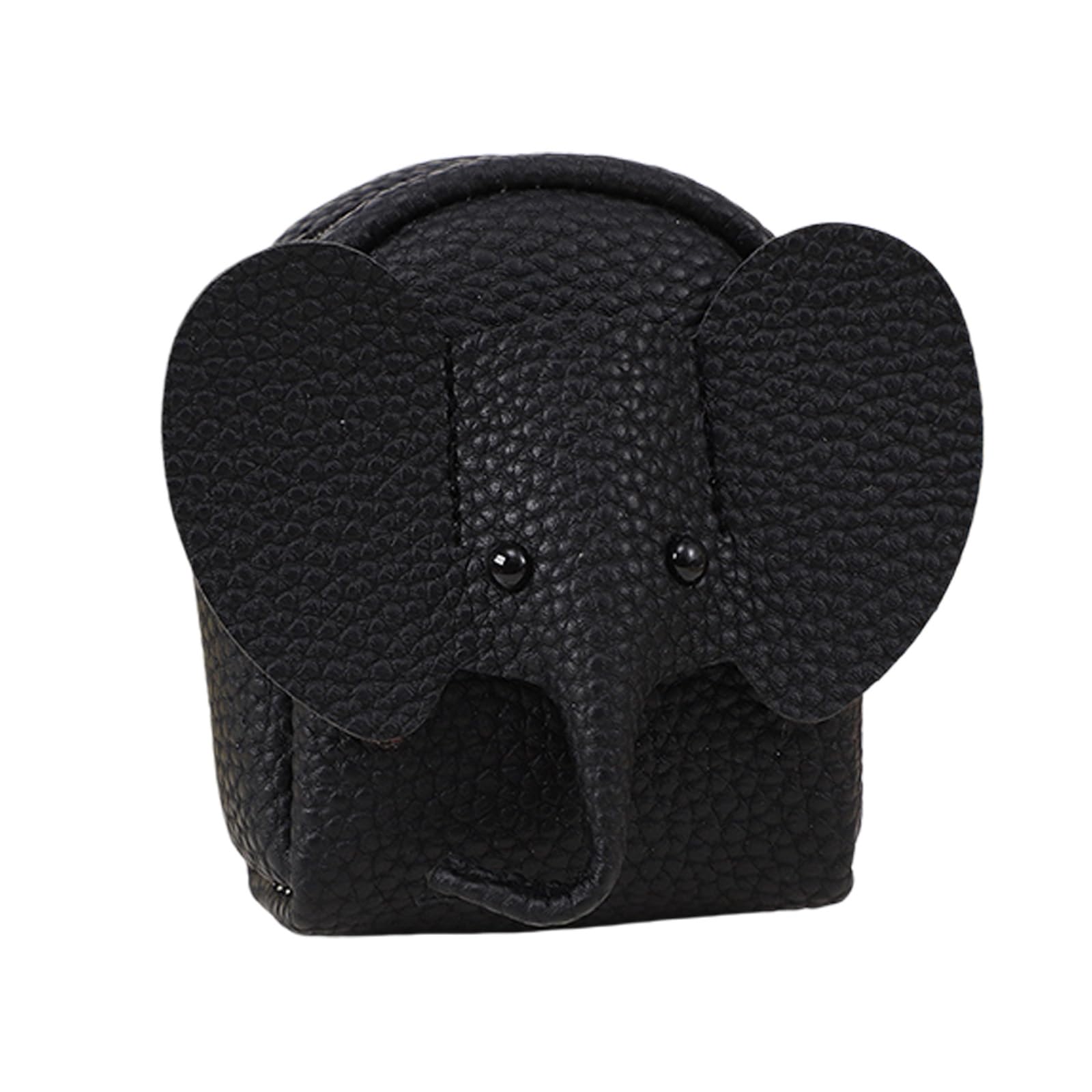 Zeiwohndc Compact Elephant Coin Holder for Travel Soft PU Small Wallet with Zip Closure for Cash Keys and Earbuds Daily Pocket Pouch