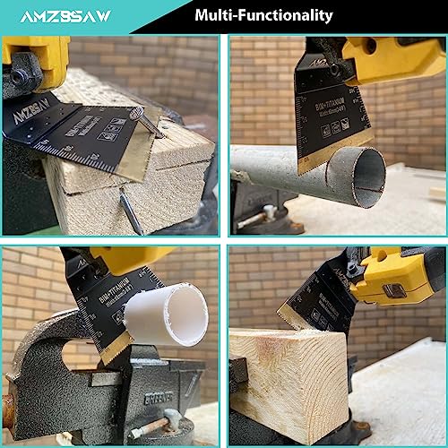 Image of AMZBSAW 12PCS Titanium Oscillating Multitool Blades Metal Cutting, 68MM Titanium Saw Blades for Metal Nails Hard Material and Wood Plastic, Multi Tool Blades Kits Fit Dewalt Bosch Ryobi