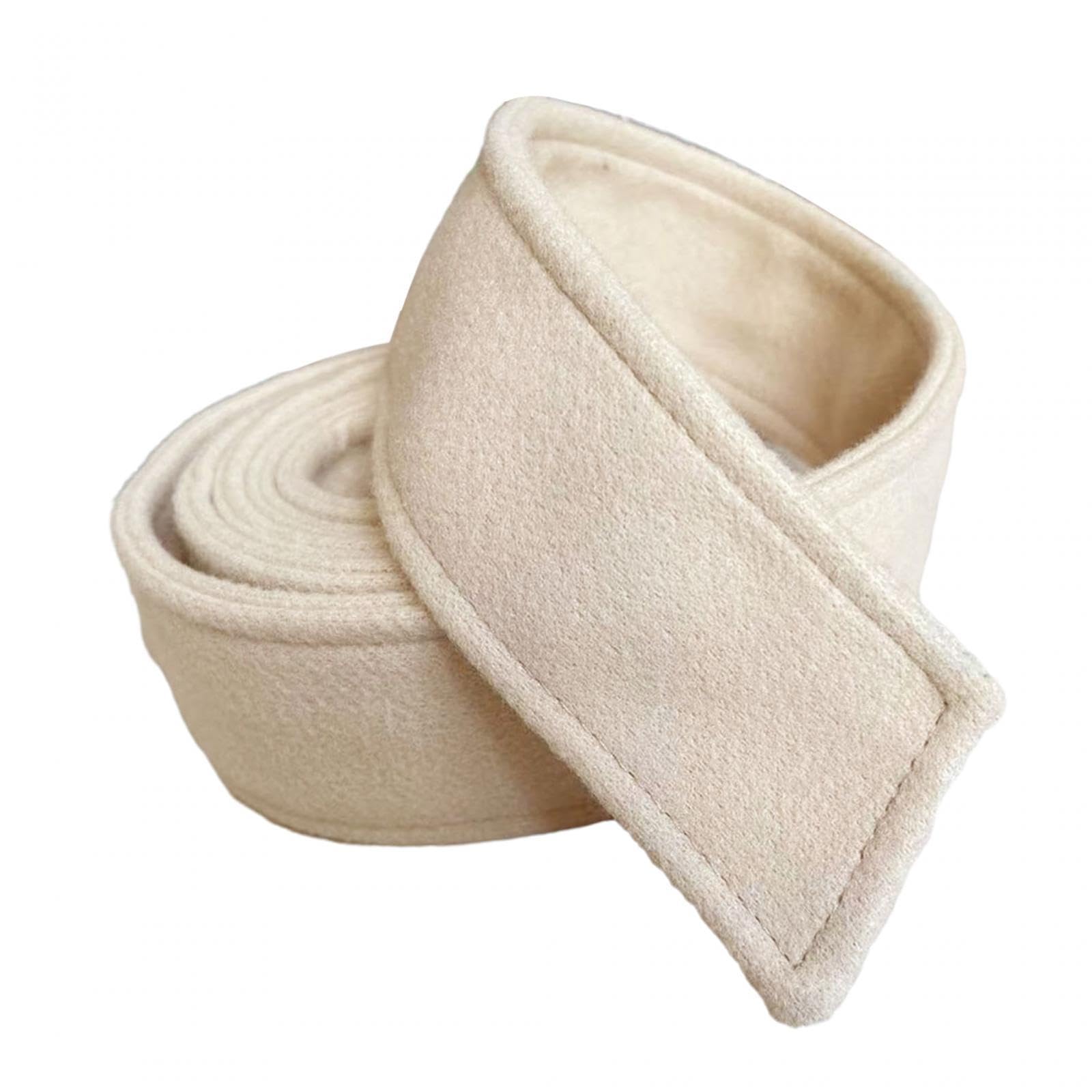 Women Woolen Overcoat Waist Belt Wide Waist Belt for Travel Commuting Street beige-image-36