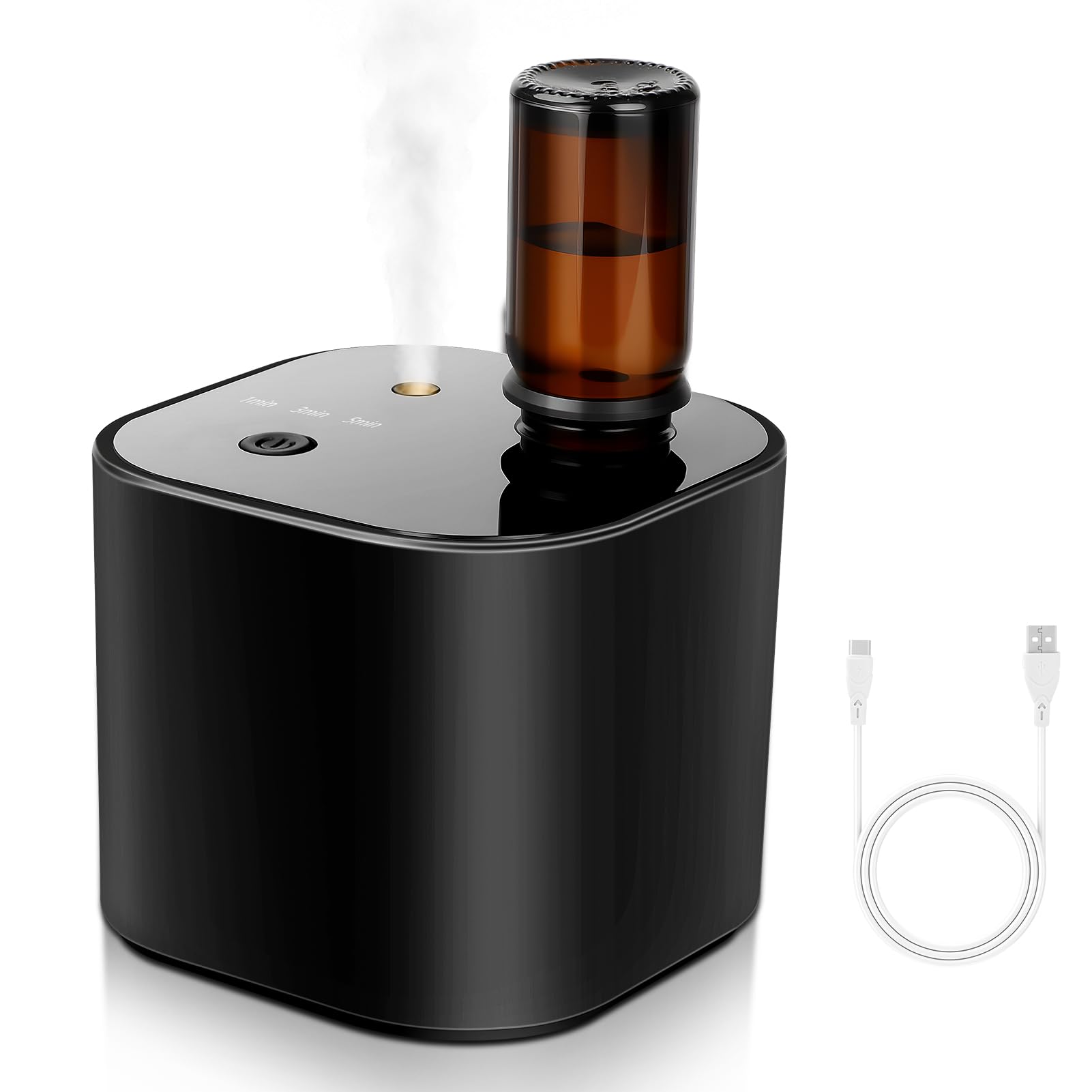 Diffuseur d'huiles essentielles sans fil - Diffuseur d'aromathérapie avec 10 ml d'huile de thé blanc et 3 modes de pulvérisation, air froid ultrasonique silencieux, batterie 2000 mAh et USB-C pour la