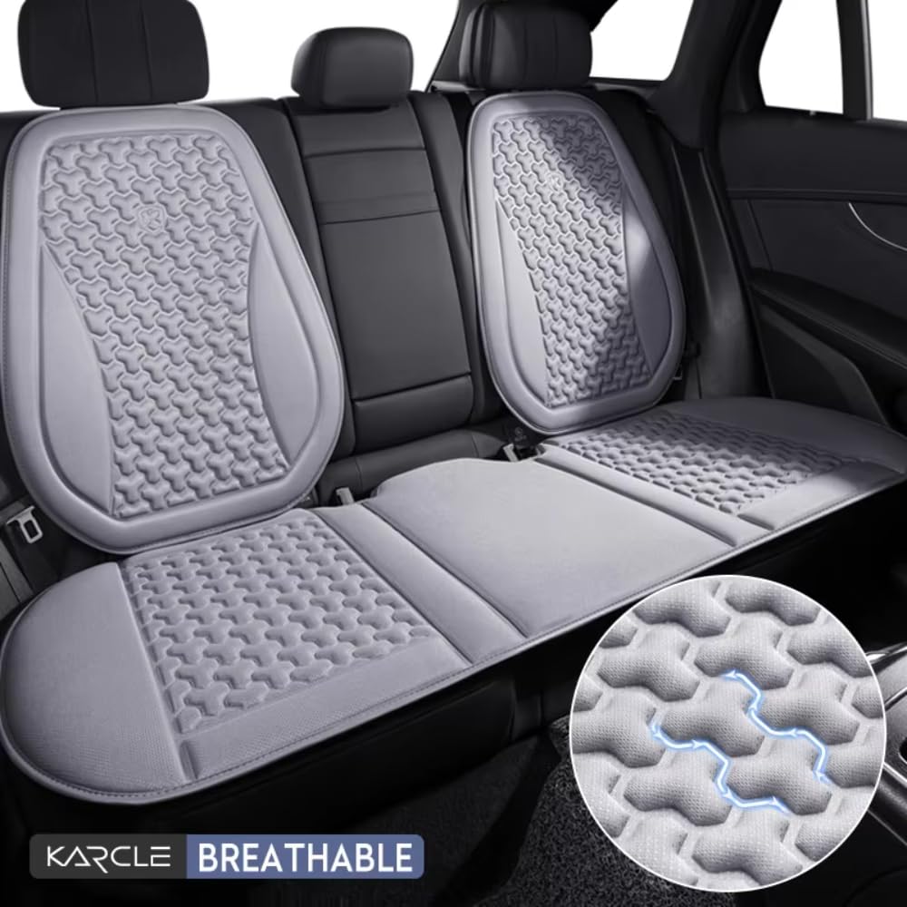 Coprisedile Auto Estivo 3D Traspirante in Seta di Ghiaccio Cuscino per Sedile, per Jeep Compass 2000-2025 Accessori Auto,Black-Back SetX1