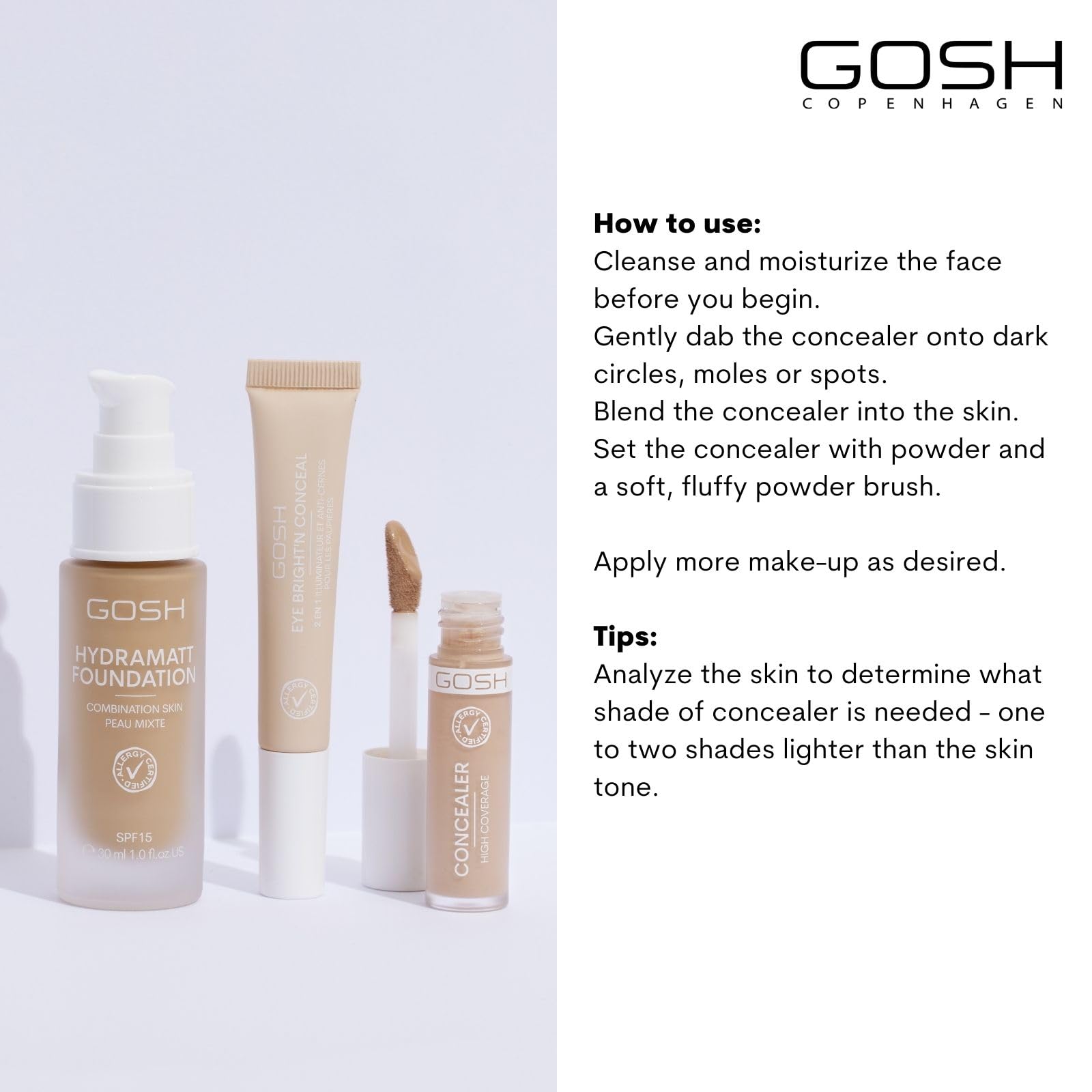 GOSH Concealer High Coverage 003 Sand I High coverage liquid concealer to cover dark circles, redness - Image 4