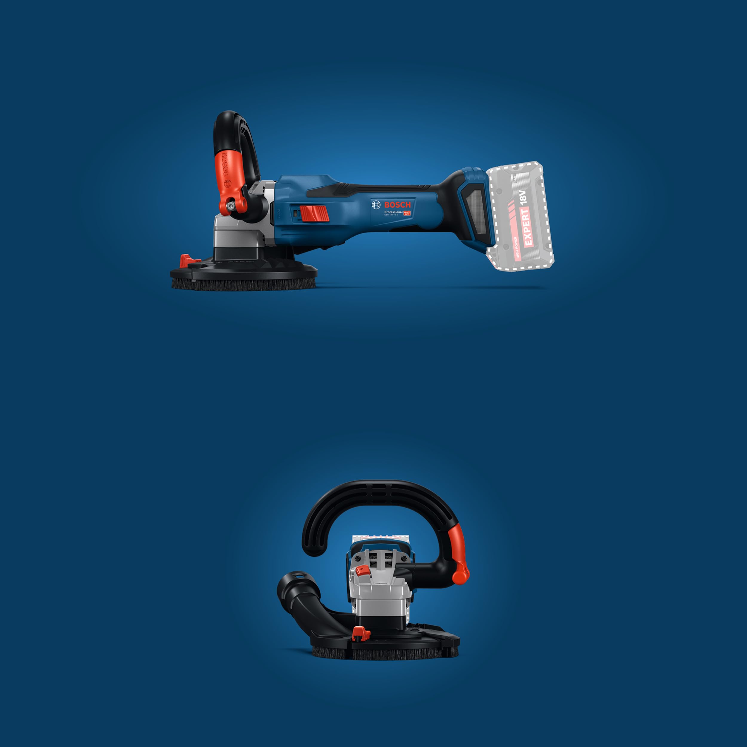 Bosch Professional 18V System Akku-Betonschleifer GBR 18V-15 S (inkl. L-BOXX 238, Diamanttopfscheibe, Zweilochschlüssel, zweiteiliger Ersatzbürstenkranz)