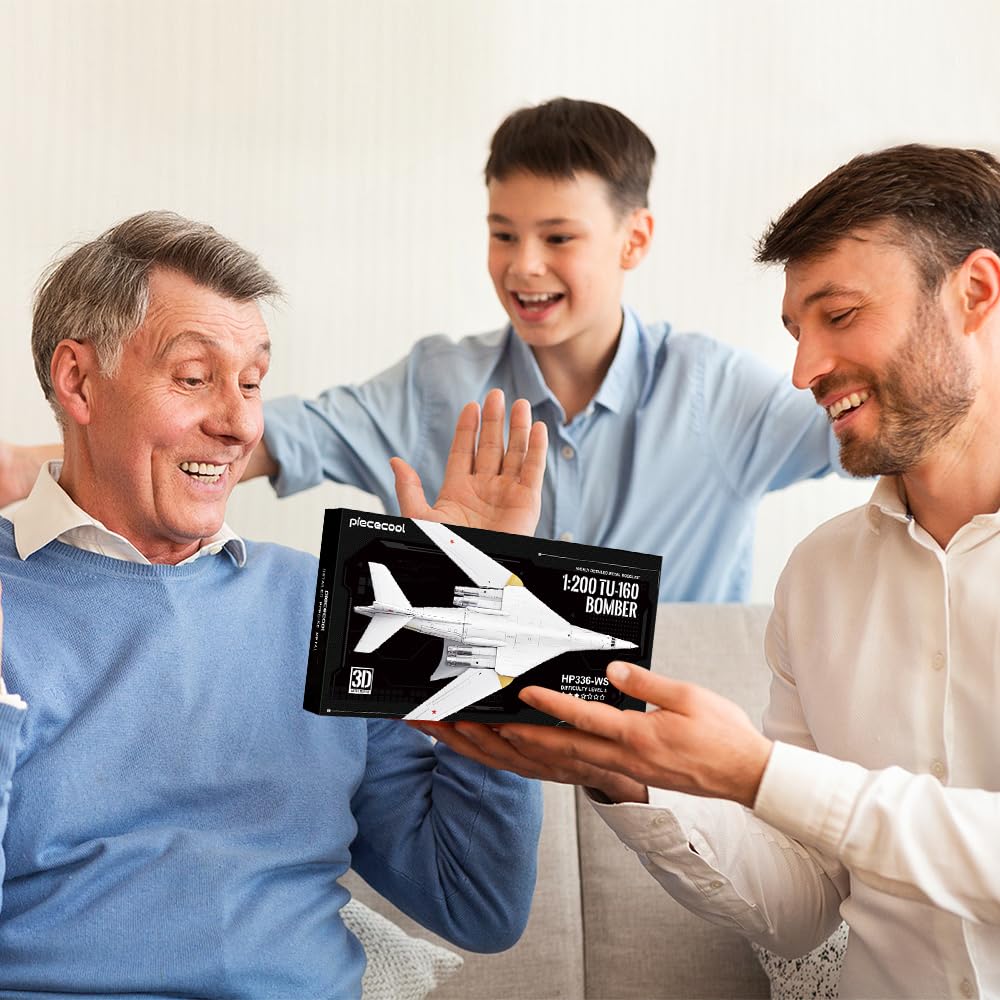 Piececool Metal Puzzle 3D Bombarderos Estratégicos Tu-160, Aviones Maquetas para Construir Adultos, Puzzles 3D Maquetas para Montar, Maqueta Metal, Regalo Cumpleaños, Recuerdos, Colección, 53 Piezas