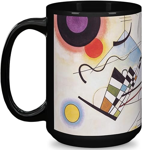 Kandinsky Composition 8 - Taza de café (15 onzas), color negro