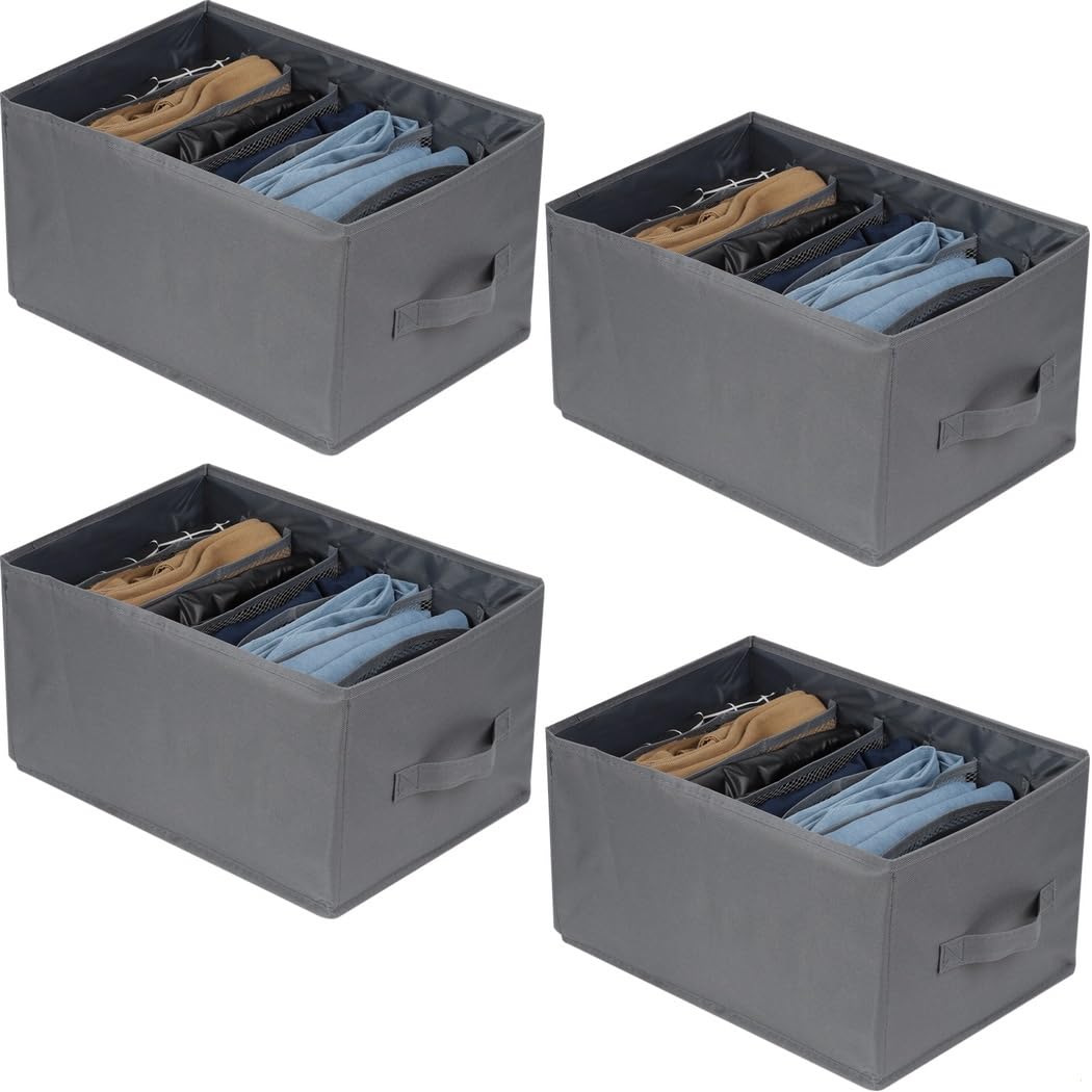 4 scatole portaoggetti a 7 scomparti per cassetti, divisori per armadio, per magliette, jeans, calze, gonne, organizer pieghevoli Oxford, capacità 18 l