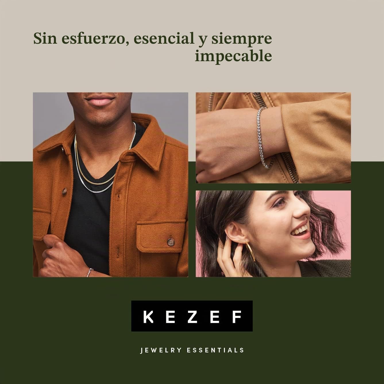 KEZEF 18k Oro Sobre Plata de Ley 1mm Caja Cadena Collar | Plata de Ley Collar Cadena | Oro Rosa Cadena Collar para Mujeres y Hombres