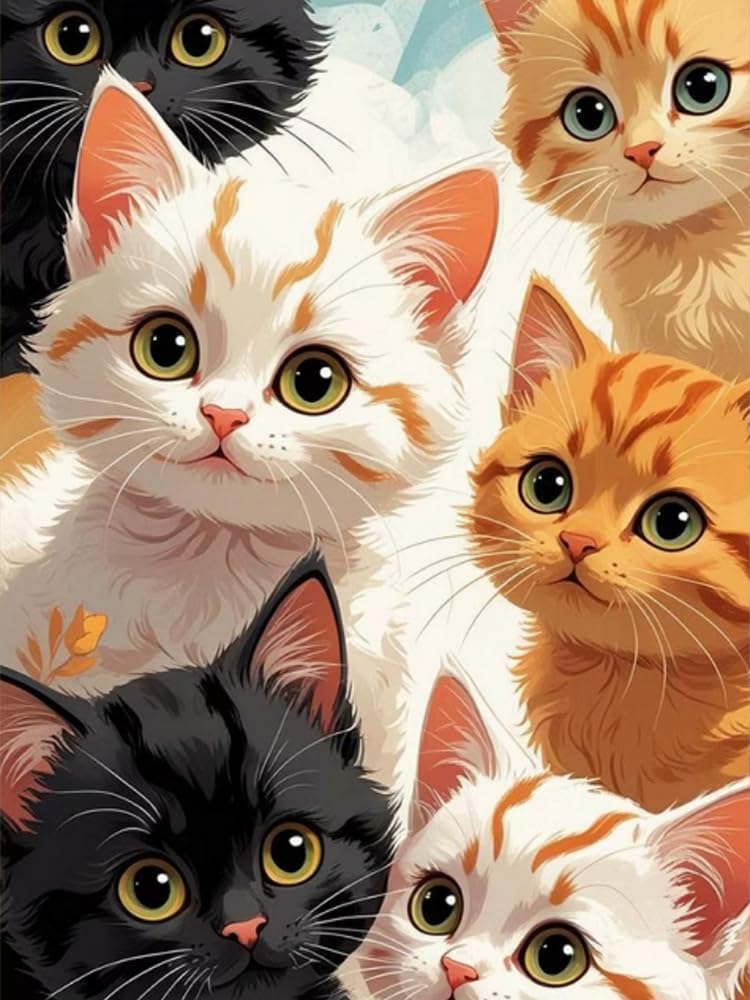 GLTEYACO 5D Diamond Painting Diamond Art Kits Tabby Cat DIY Adult Beginner Diamond Crafts Home Wall Decoration 40x50 cm