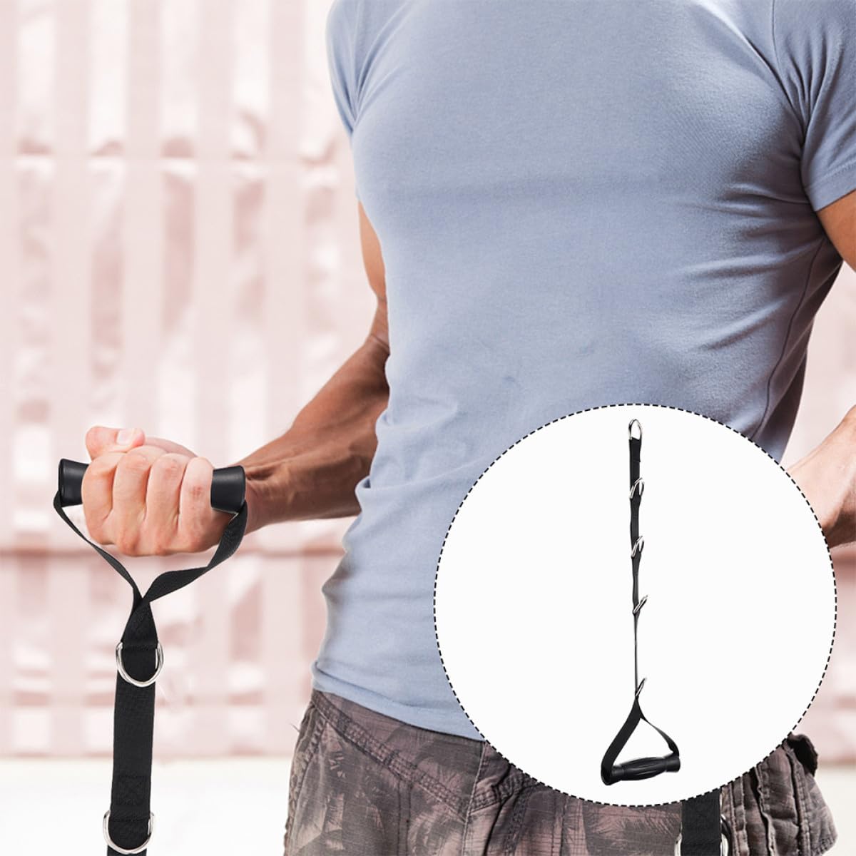 Ciieeo Fasce di Resistenza Fitness Maniglie a d Nere 2 Pezzi, Corde per Trazione Bicipiti Leggere e Portatili, Attrezzatura per Allenamento Forza Palestra e Casa