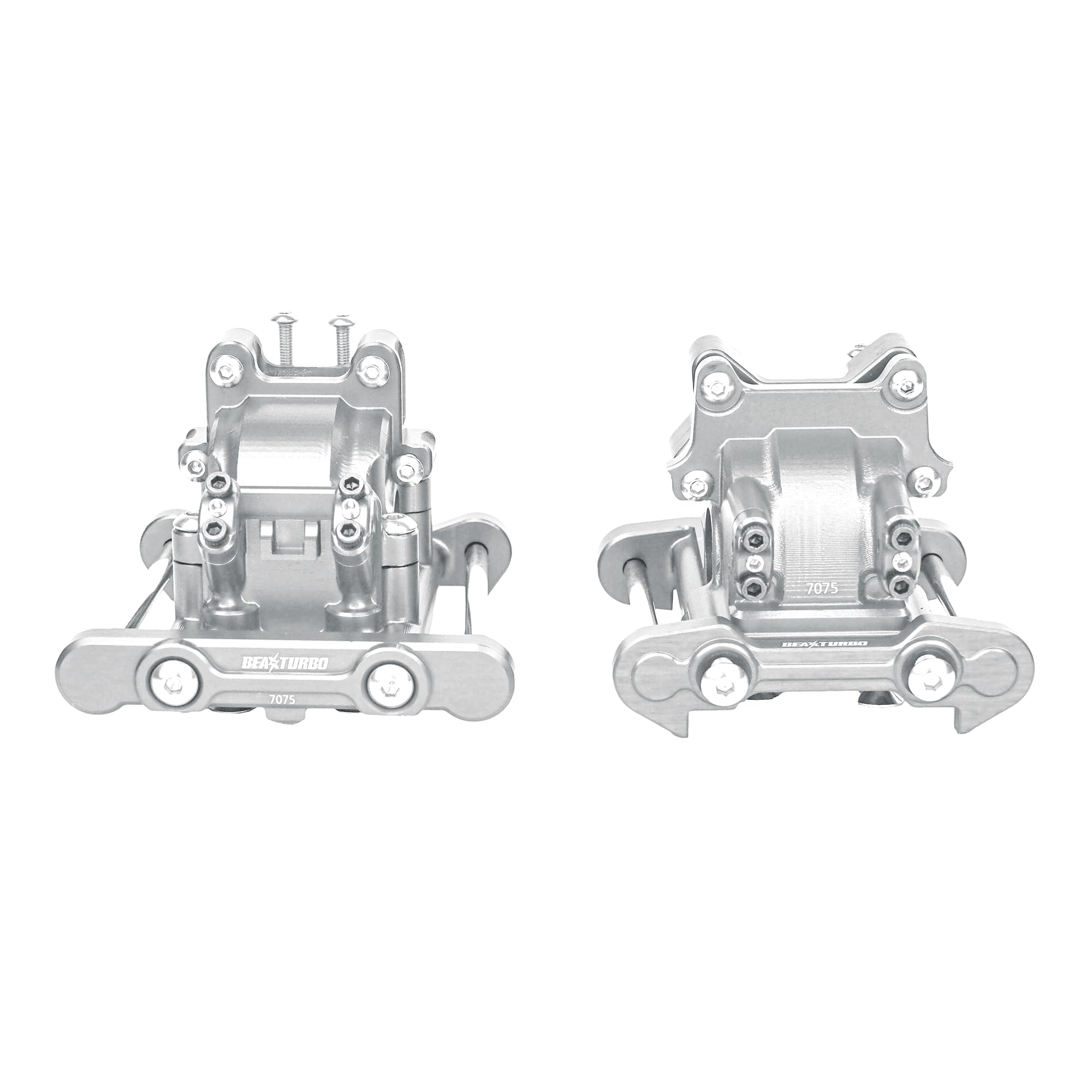 BEAXTURBO Racing Upgrade Parts CNC Aluminum 7075 Front Rear Gear Box Set for Losi 8IGHT-X Super Lasernut 1/6 6S TLR242025.and TLR242043 (Silver)