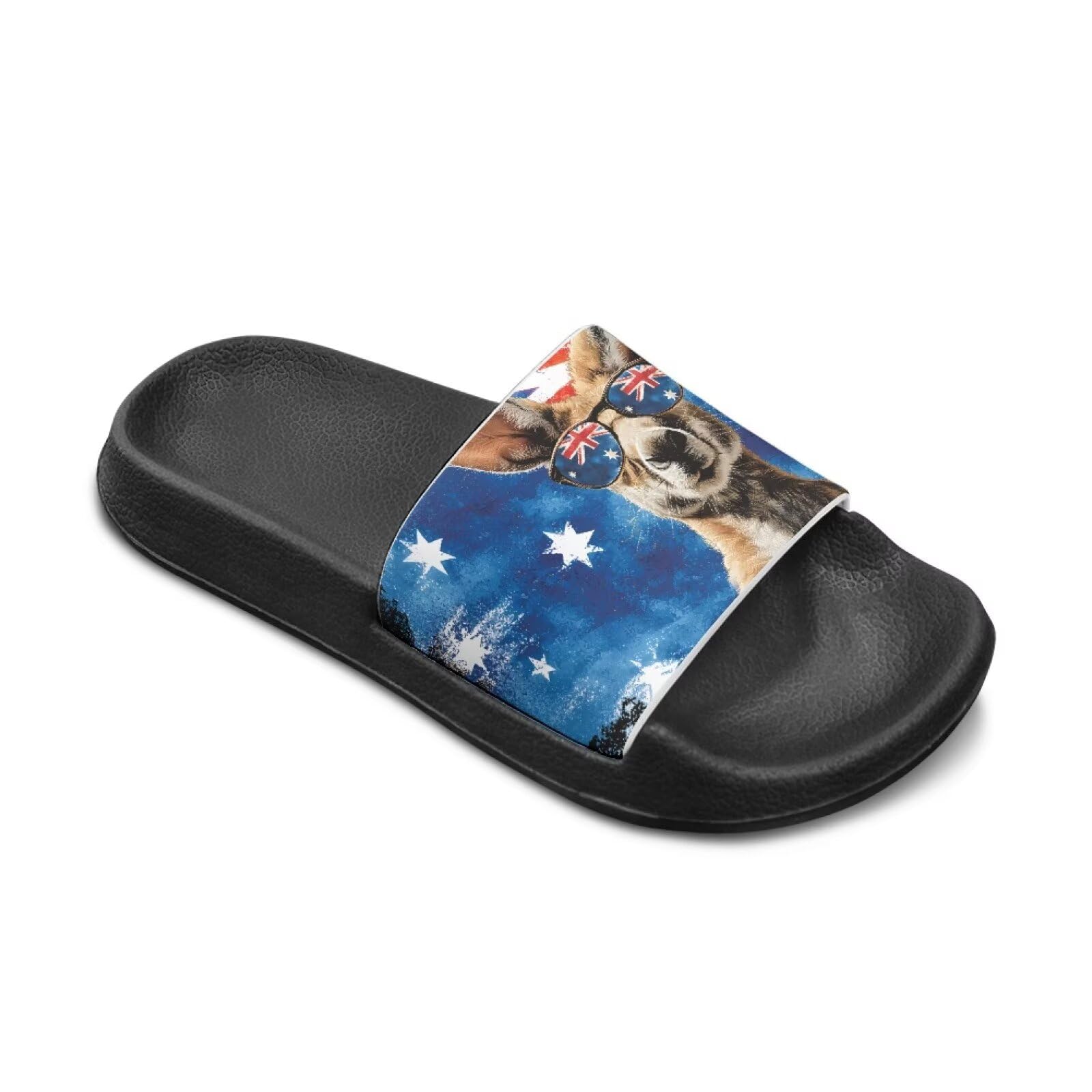 Howilath Australian Flag Bathroom Shower Sandals Kangaroo Print Beach Slides Boys Summer Open Toe Lightweight Toddler Slip on Slippers Summer Non-Slip Beach Shoes