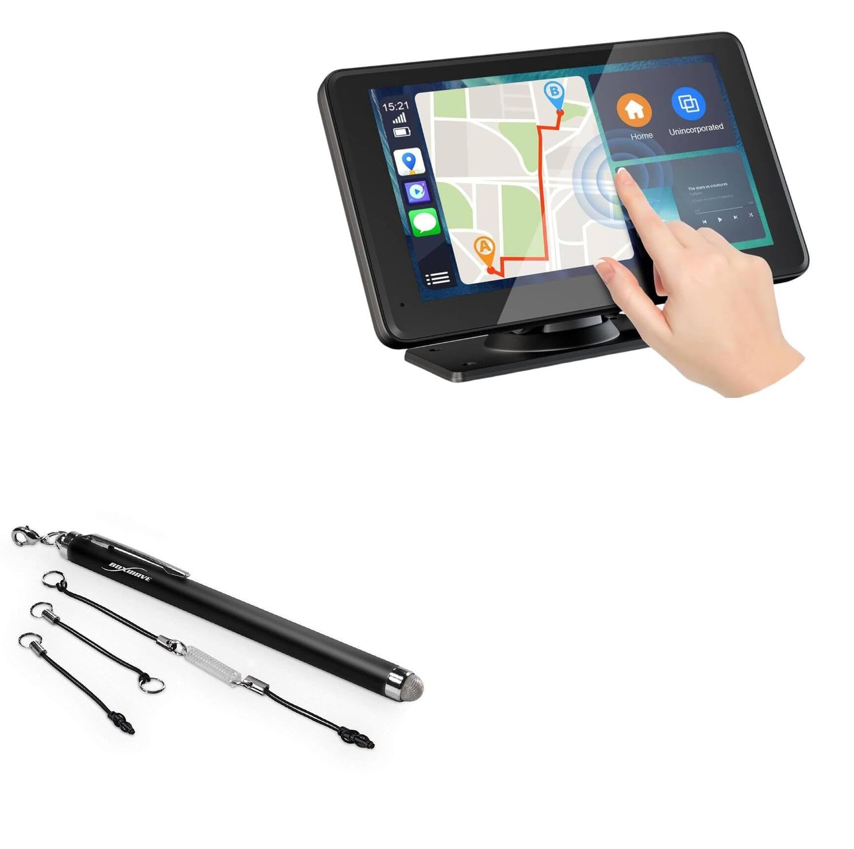 BoxWave Stylus Pen Compatible with APOKAMORI Portable Apple Carplay (7 in) - EverTouch Capacitive Stylus, Fiber Tip Capacitive Stylus Pen - Jet Black