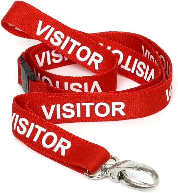 CKB Ltd Visitor LANYARDS Breakaway Safety Lanyard Neck Strap Swivel Metal Clip for ID Card Holder - Pull Quick Release Design (Red, Pack of 10)