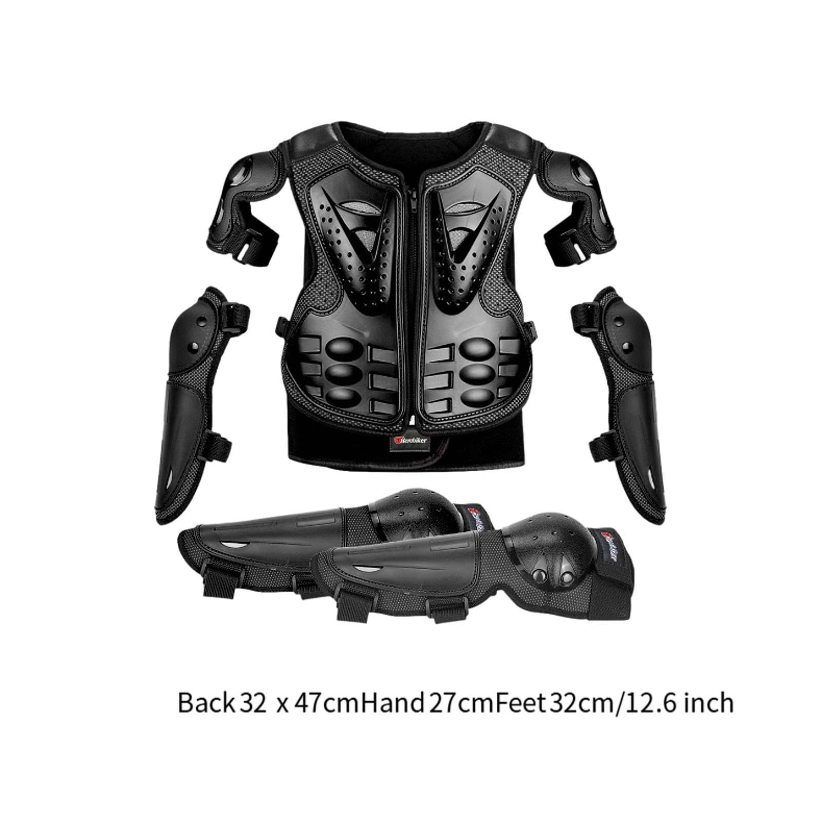 Tuta per Bambini con Protezioni per Gomiti E Ginocchia, Abbigliamento, Set Sportivo per Bambini, Nero