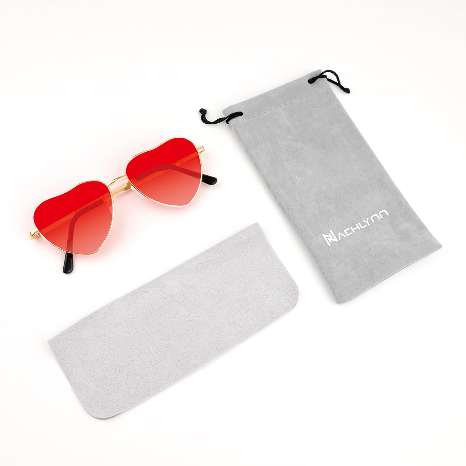 NACHLYNN Heart Sunglasses Metal Frame Cute Lovely Glasses UV385 Protection Lens for Women Men - Image 2