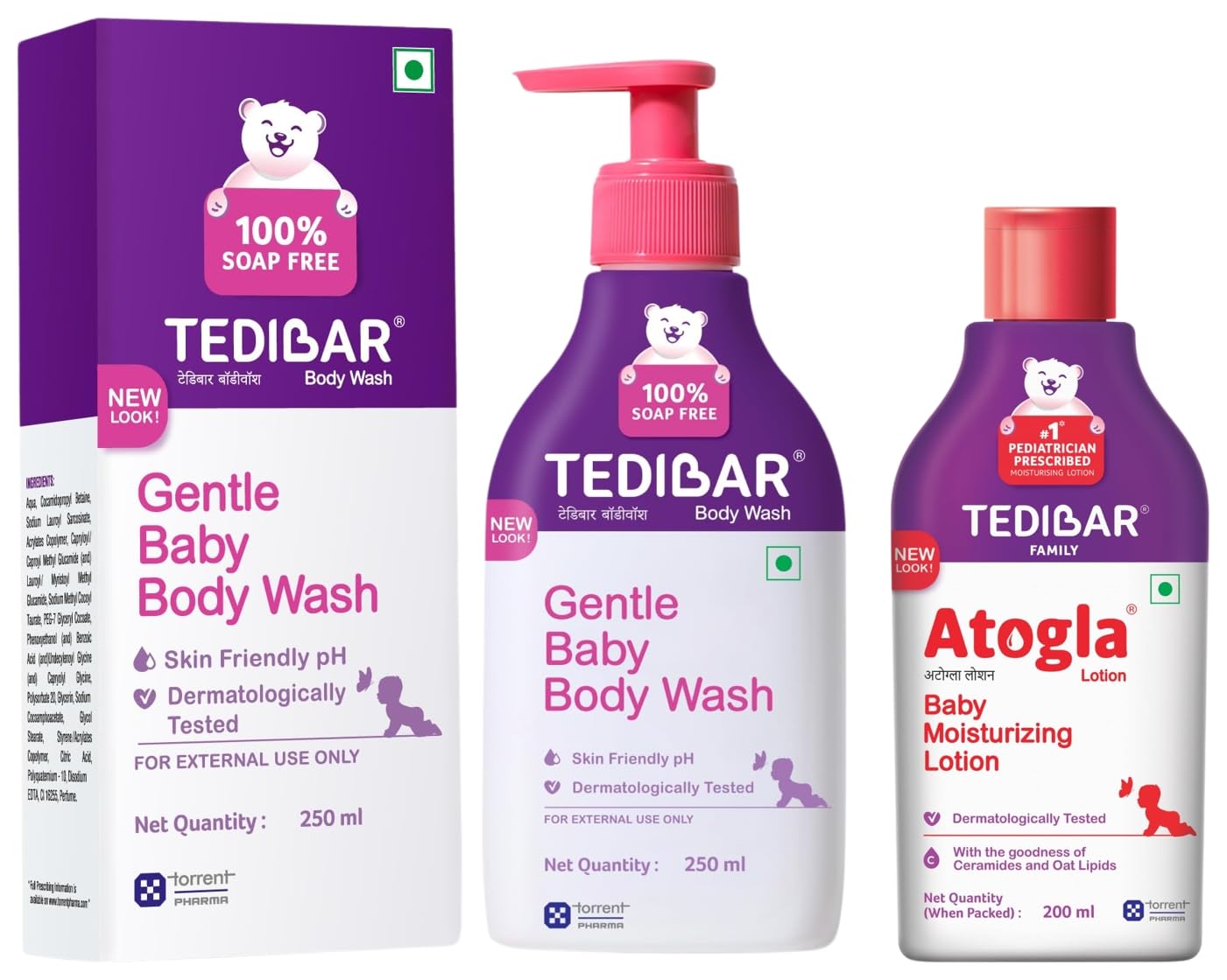 Tedibar Rich Moisturising Baby Body Wash 250ml with Skin Friendly PH with Atogla Baby Lotion by Tedibar, 200ml | Parben free | No. 1 Pediatrician Prescribed Moisturizing Body Lotion for Baby-image-36