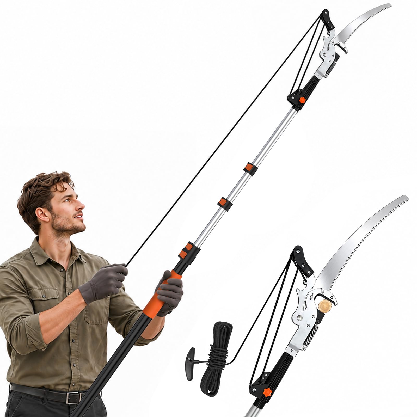 SISUPASSIE Upgraded Tree Trimmer, 26FT Heavy-Duty Pole Saw