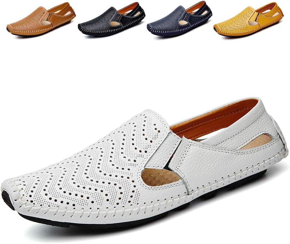Men's Driving Shoes Leather Fashion Slipper Casual Slip on Loafers Shoes in Summer