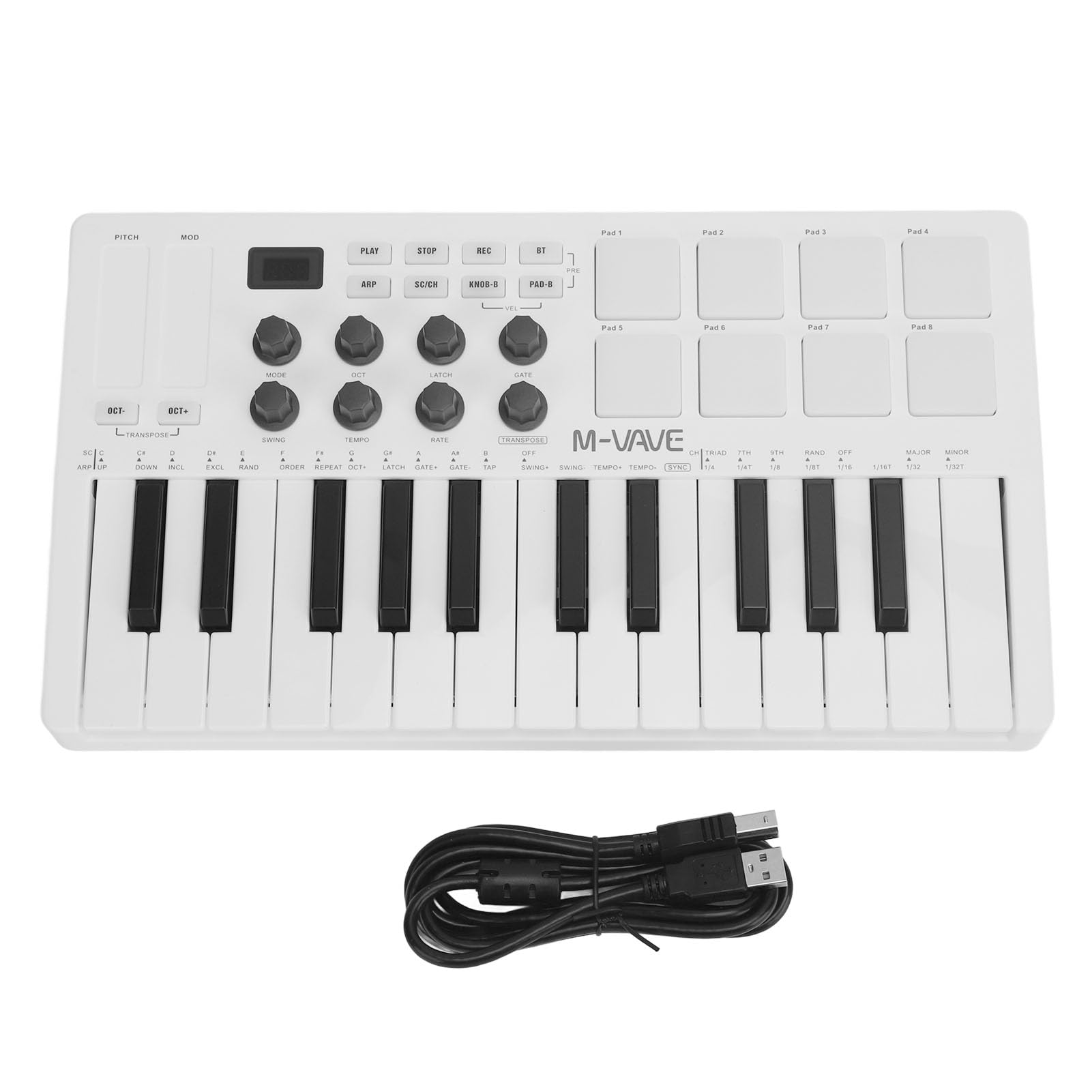 Drfeify Controller Tastiera MIDI Controller Tastiera MIDI USB Dinamica a 25 Tasti con 8 Pad RGB 8 Manopole Bluetooth Alimentato a Batteria per Produttori di Beat Produzione di Viaggi in Studio