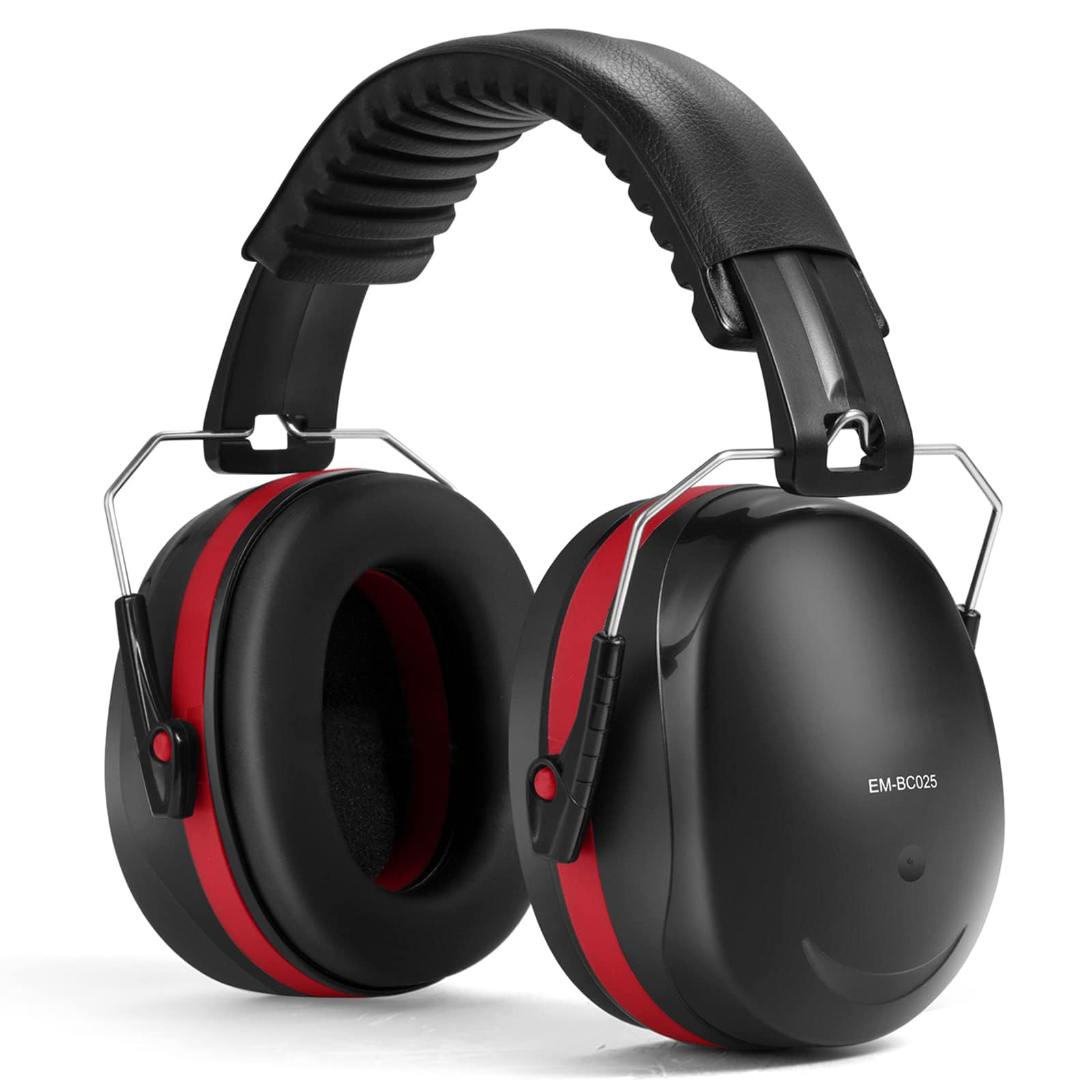 34dB Noise Canceling Headphones, Hearing Protection Earmuffs with Thickened Headband, Ear Protection for Noise Reduction in Construction, Mowing, Red