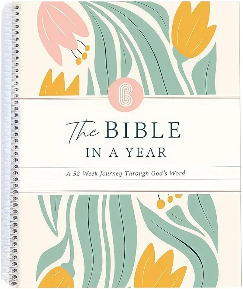 The Bible In A Year: A 52-Week Study Through God's Word, Spiral Bound Bible Study Guide Journal Notebook, A Beautiful Year Planner in the Bible for Women (A5)