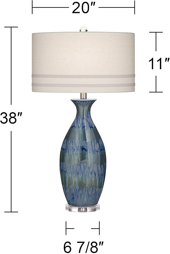 Lámparas de Mesa Possini Euro Annette Azul, Set de 2, 38" miniatura 4