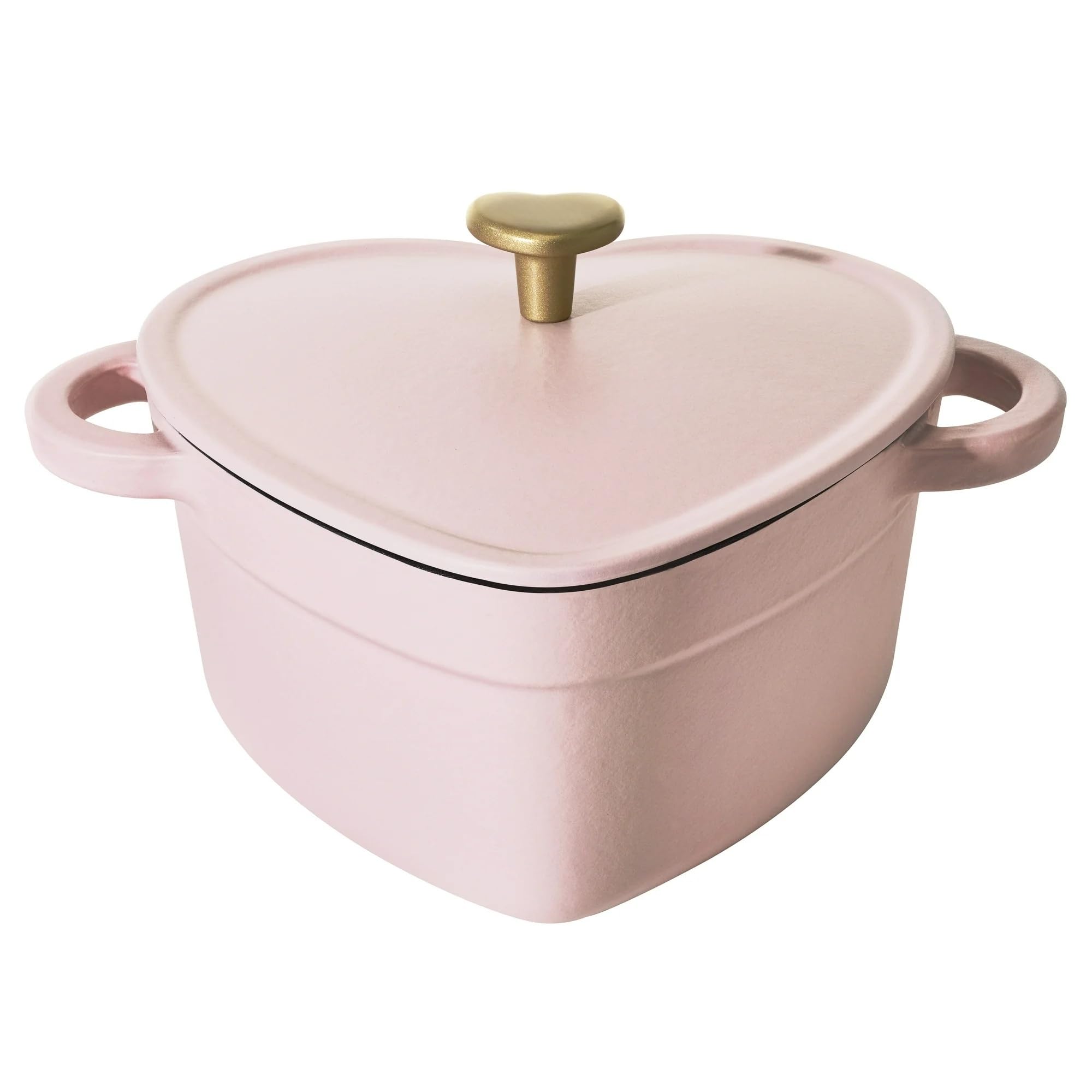 Heart-Shaped Cast Iron Dutch Oven – 2QT Pink Champagne Cookware, Enameled Oven with Lid