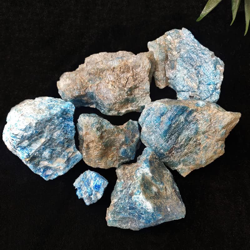 Image of Blue Apatite Raw Stone 500g Natural Healing Crystal for Motivation, Mental Clarity & Communication | 3-4 Pcs of Decorative Stones for Home Decor, Living Room, Office & Vastu Showpiece