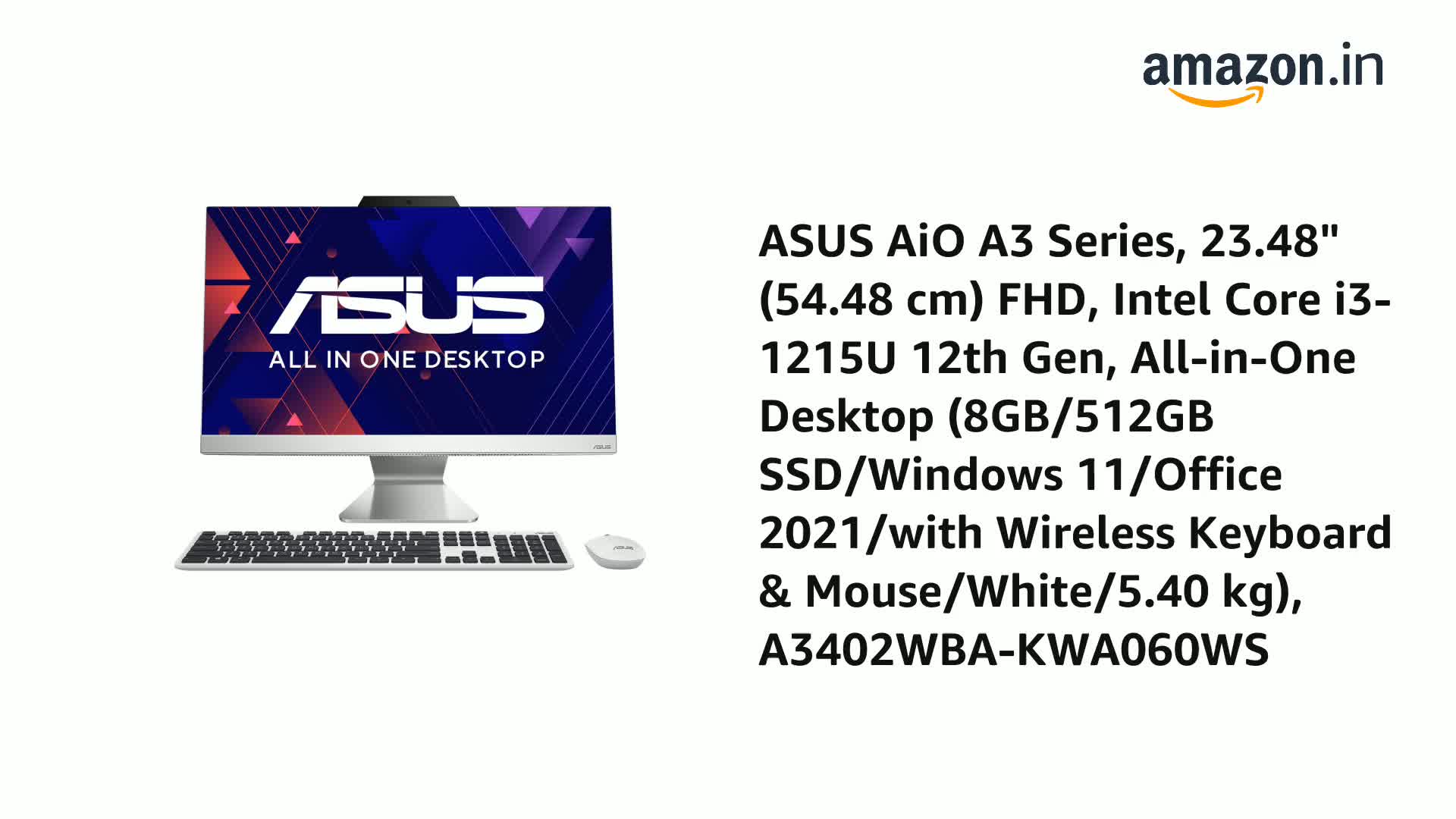 一体型 ASUS All-in-One PC/ V220IA 最新Windows11+office 高性能i3